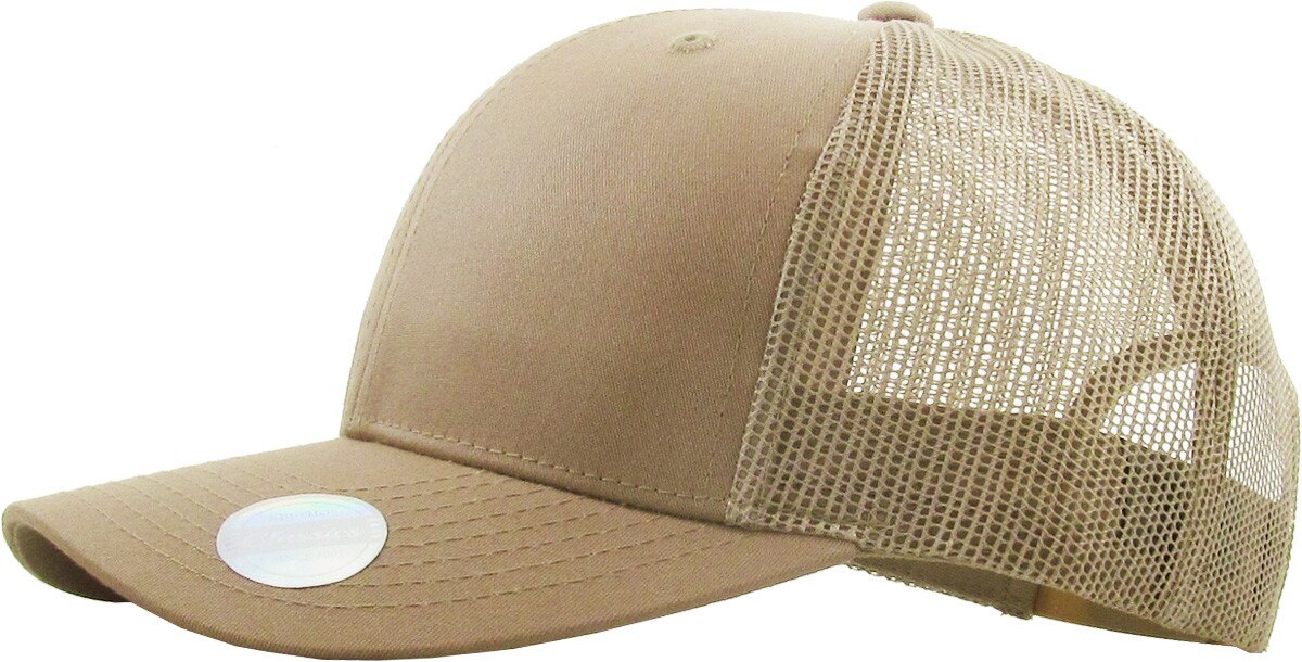 Khaki Classic 6 Panel Trucker Mesh Snapback Side View